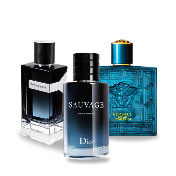 Set 3 Profumi | Dior SAUVAGE, Yves Saint Laurent Y MEN, Versace EROS 100 ml